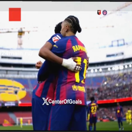 Дубль Ламина Ямала в первом тайме вывел «Барселону» вперед 2:0 в матче с «Вильярреалом»