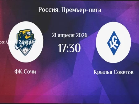 Прогноз на матч «Сочи» — «Крылья Советов» 21 апреля 2026