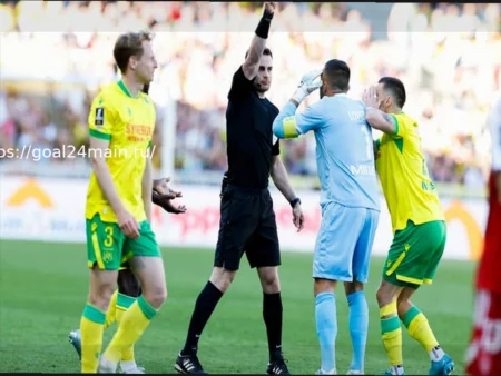 Нант-Брест: арбитр попросил отменить красную карточку Табибу, игроки ‘Нанта’ в недоумении